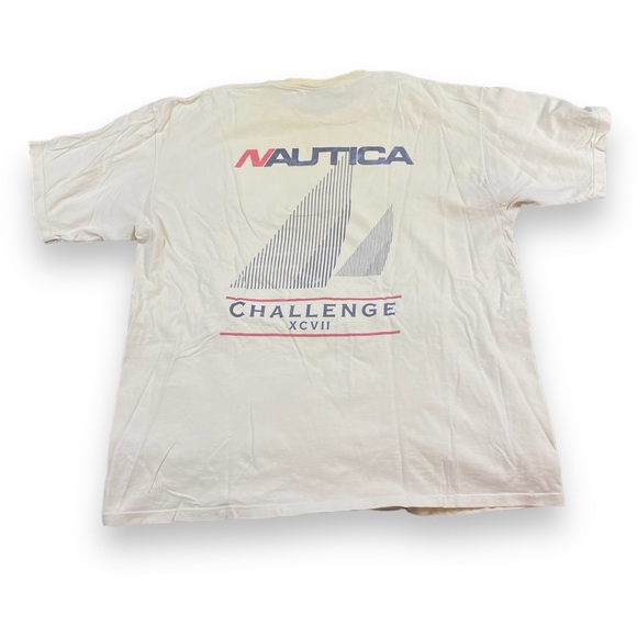 Vintage Nautica Challenge XCVII Challenge T-Shirt XXL VTG White Red Blue - Picture 1 of 5
